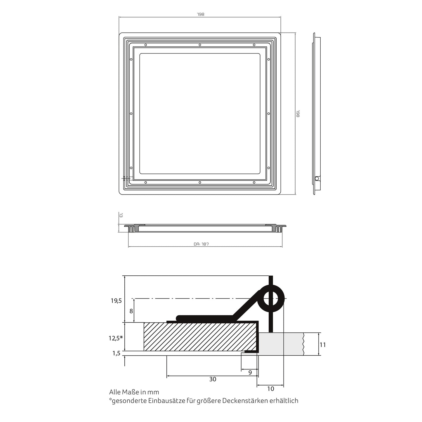 SNAP LED Panel 198x198 – kompakt & flächenbündig