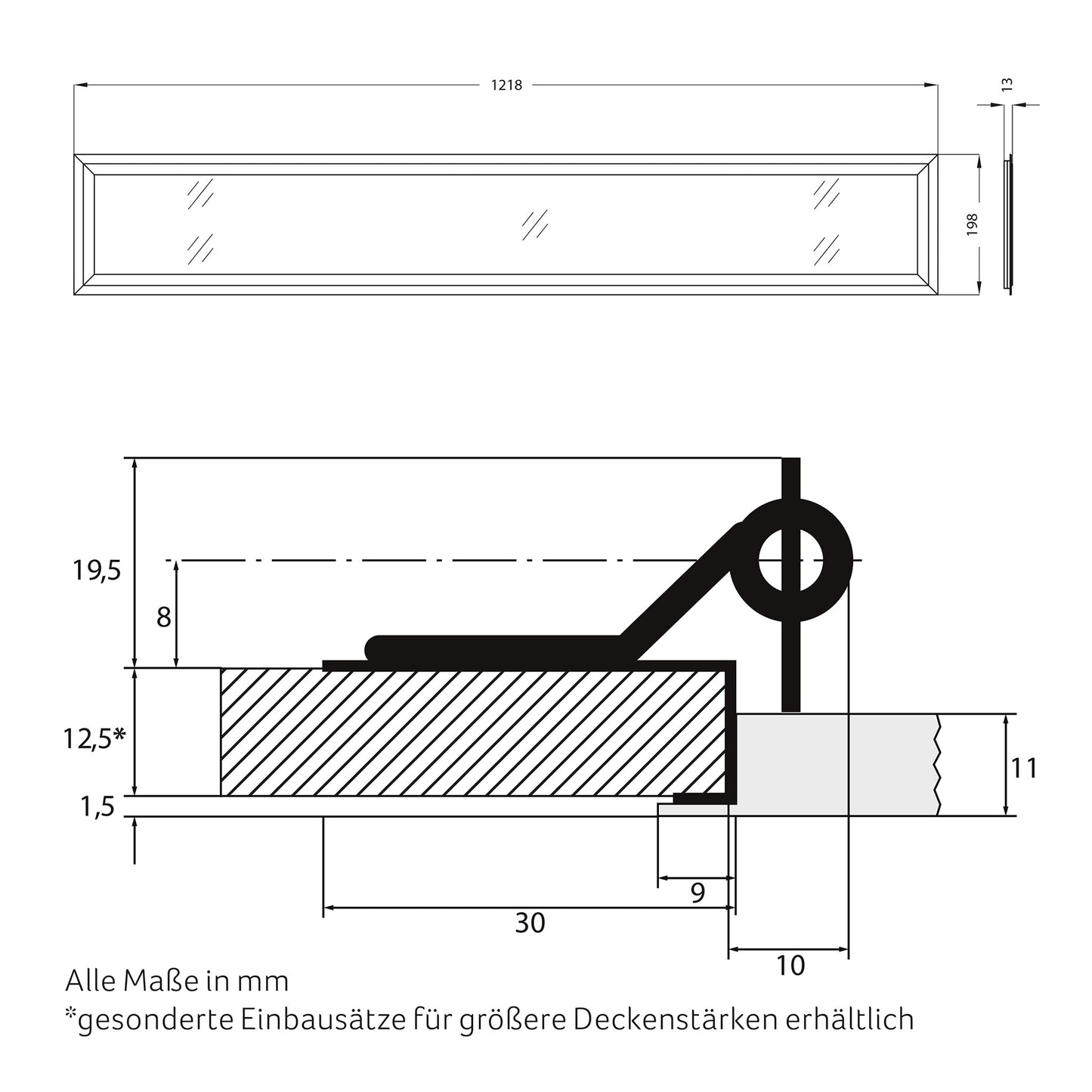 SNAP 198x1218 LED Panel – flächenbündig & hygienisch geeignet